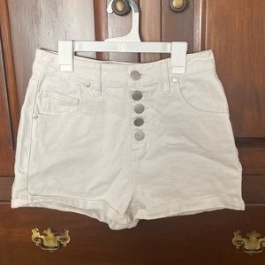 Cotton On High Waist White Button-Front Shorts